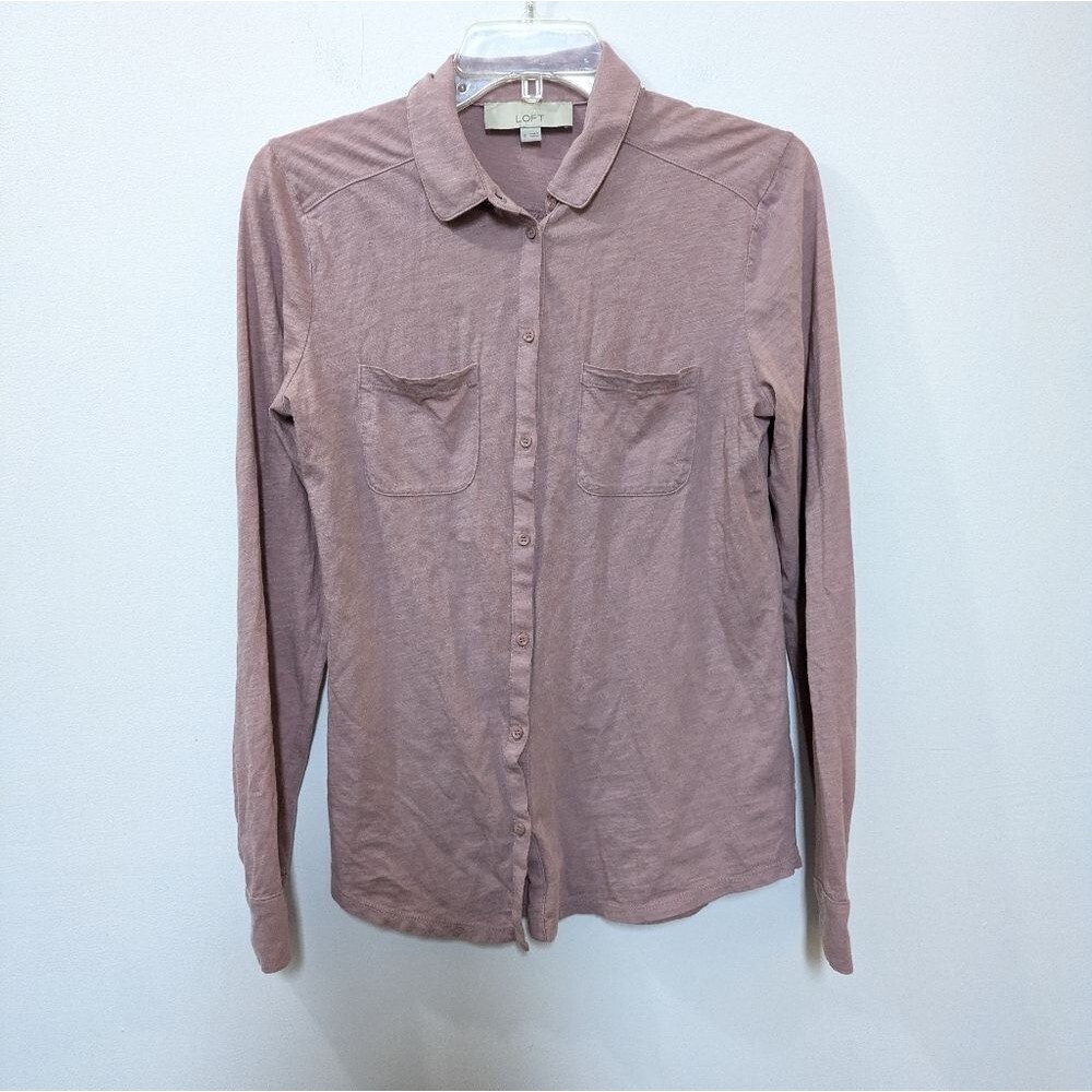 Ann Taylor Loft Pink Casual Button-Down Long Sleeve Shirt, Women's Small